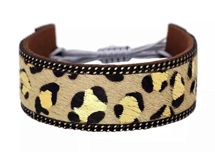 Leopard Print Cuff - Gold/Natural (Was £12 Now £6)